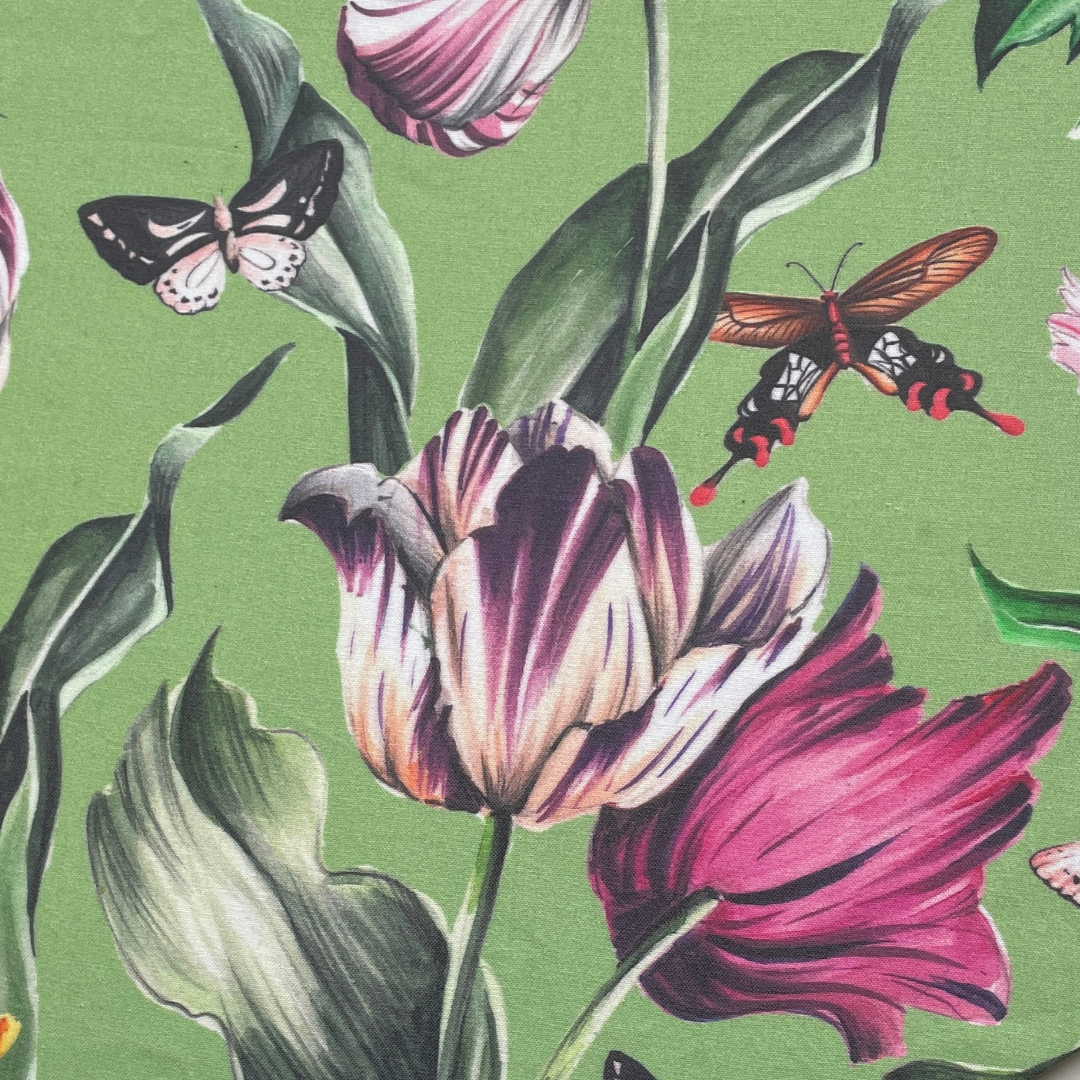 Abnehmbarer Bezug für Tischset - Frühling Tulpen auf Grün