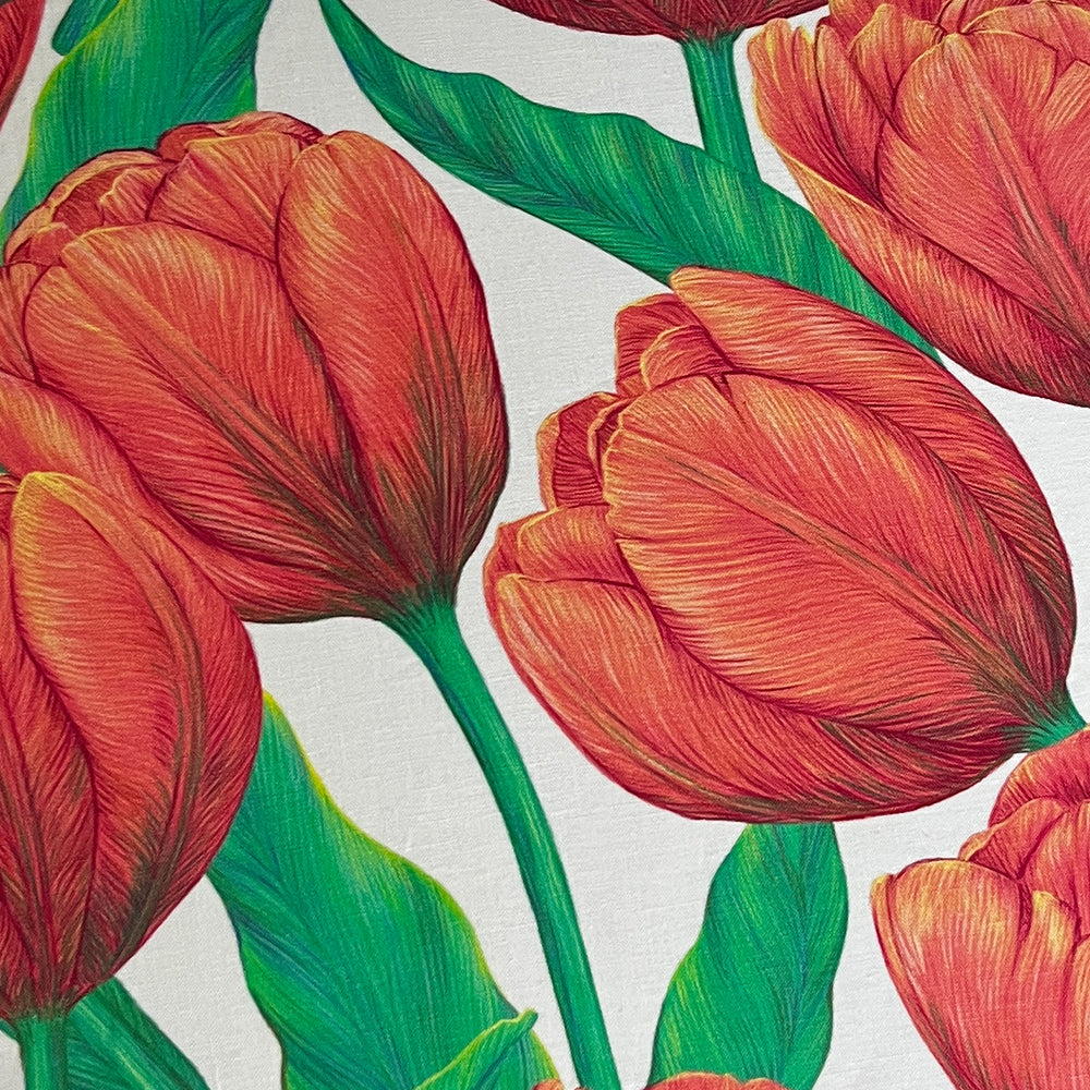 Abnehmbarer Bezug für Tischset - Tulpen auf Apricot